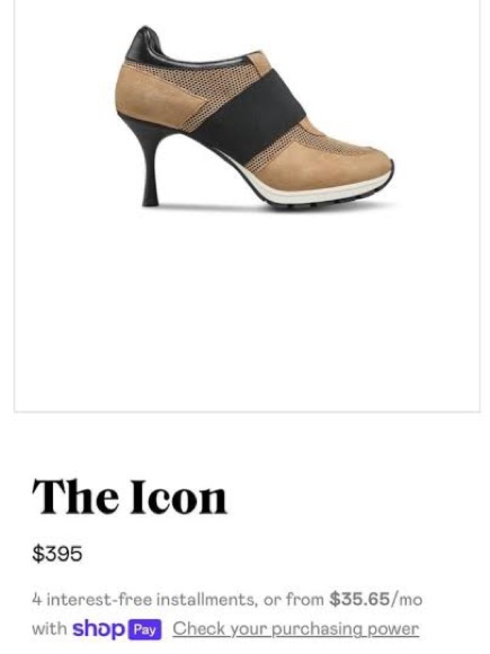 The Icon Women’s Two-Tone Tan and Black Heel Sneaker